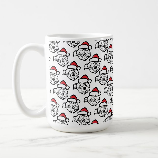Mug Père Noël Paws : AmStaff Dog in Festive Casquette (Gauche)
