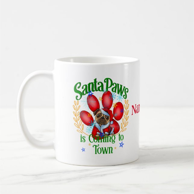 Mug Père Noël Paws arrive à la ville, Paws de Noël (Gauche)