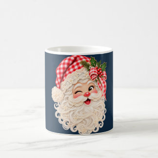 Mug Père Noël personnalisé en dentelle rétro pour Noël