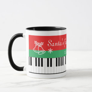Mug Père Noël Pianiste préféré Piano Key Bell Noël