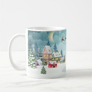 Mug Père Noël Reindeer Noël Scène Vintage