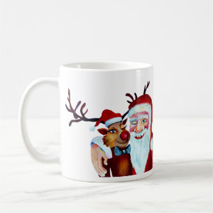 Mug Père Noël Rieur Rudolf Souriant Aquarelle