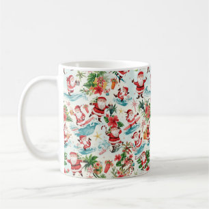 Mug Père Noël surfant pendant les fêtes de Noël