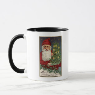Mug Père Noël tenant un arbre illuminé par des bougies