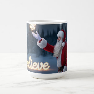 Mug Père Noël tenant un flocon de neige lumineux