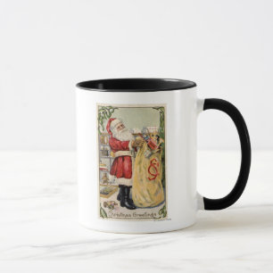 Mug Père Noël tenant un sac de débordement des joue