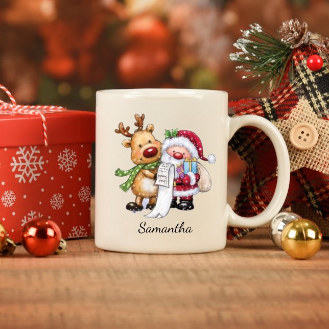 Mug Père Noël vintage avec Reindeer Noël (Créateur téléchargé)