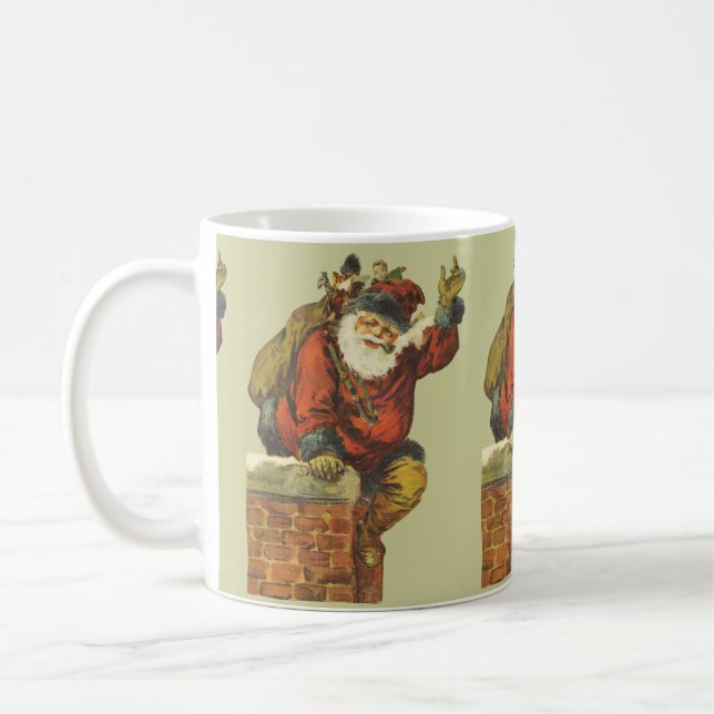 Mug Père Noël vintage descend Chimney (Gauche)