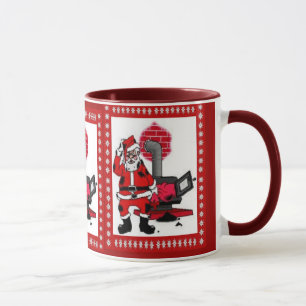 Mug Père Noël vintage et brûleur de poêle à charbon