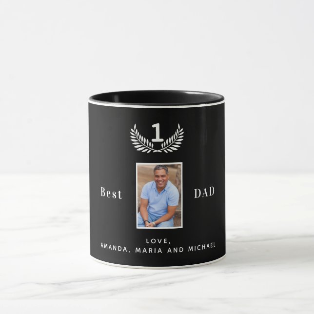 Mug Père noir noir photo noms enfants (Centre)
