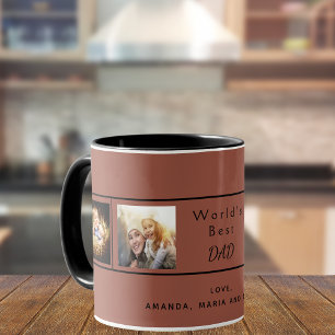Mug Père père père famille photo collage brun