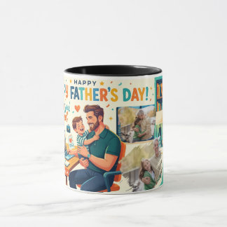 MUG PÈRE QUI TRAVAILLE DESIGN MODERNE PERSONNALISÉ AVE