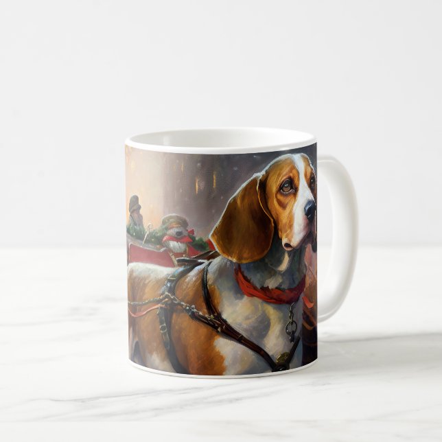 Mug Période de fêtes de Noël Beagle (Devant droit)