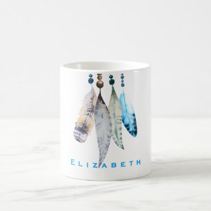 Mug Perles Boho Aquarellées personnalisées 'n Plumes