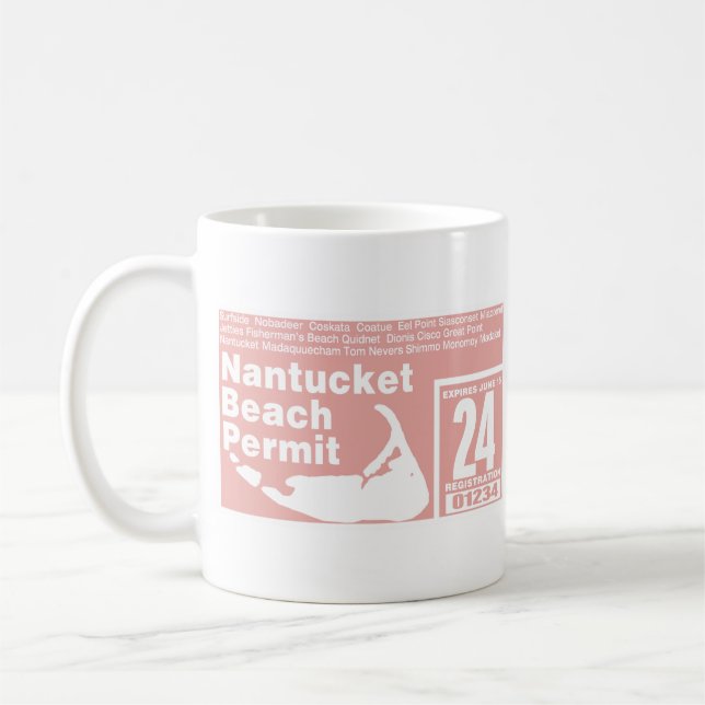 Mug Permis de plage Nantucket 2024 saumon (Gauche)