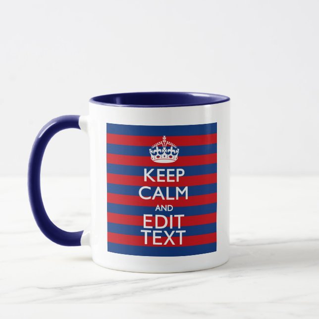 Mug Personalisé KEEP CALM Your Text on Stripes (Gauche)