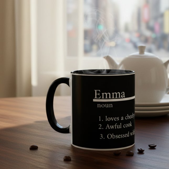 Mug “Personalised Name Grey Satin Coffee Mug” (Créateur téléchargé)