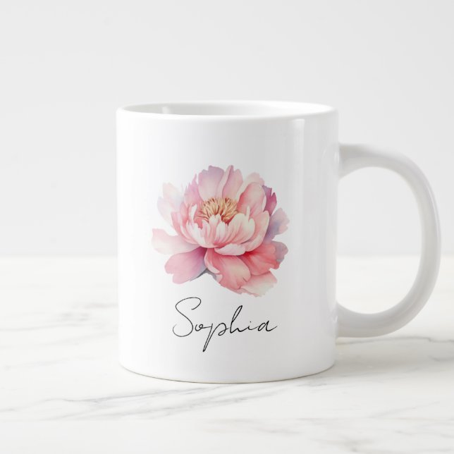 Mug personalisiert Pivoine Aquarelle Jumbo-Tasse (Rechts)