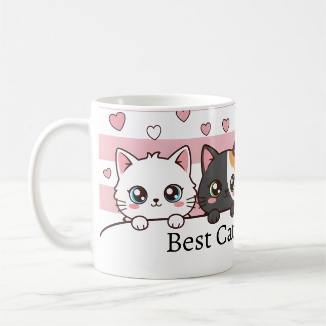 Mug Personalized Adorable Cartoon Cat Coffee Cup (Gauche)