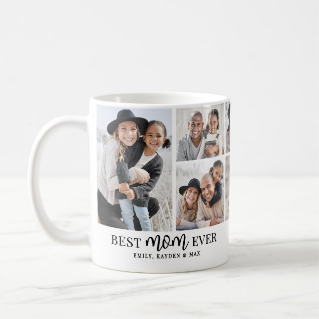 Mug Personalized Best Mom Photo Collage (Gauche)