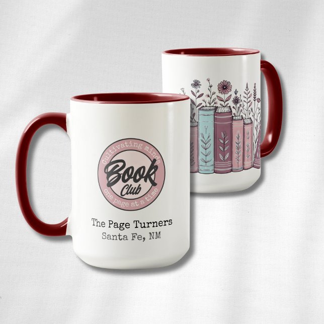 Mug Personalized Book Club Logo & Floral (Créateur téléchargé)