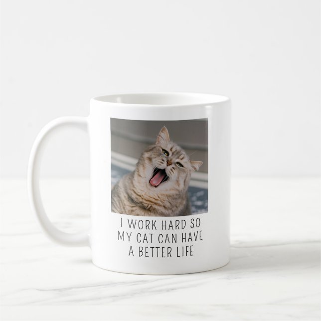 Mug Personalized Cat Photo Custom Caption Funny Pet (Gauche)