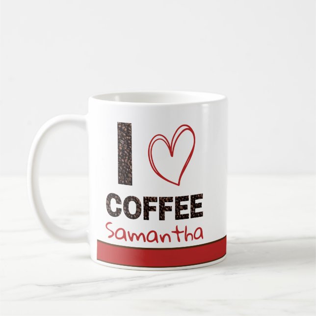 Mug Personalized Coffee Lover Custom Name Design (Gauche)