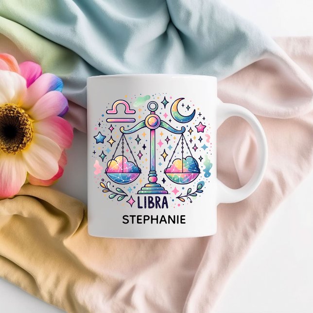 Mug Personalized Colorful Libra Zodiac Astrology (Personalized Colorful Libra Zodiac Astrology Coffee Mug)