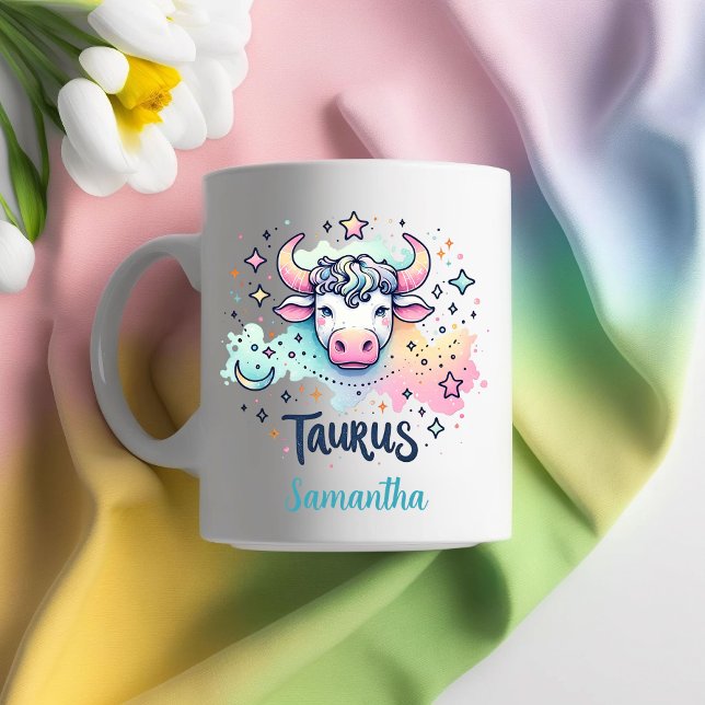 Mug Personalized Colorful Taurus Bull Zodac Astrology (Personalized Colorful Taurus Bull Zodac Astrology Coffee Mug)