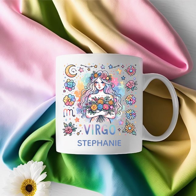Mug Personalized Colorful Virgo Zodiac Astrology (Personalized Colorful Virgo Zodiac Astrology Coffee Mug)
