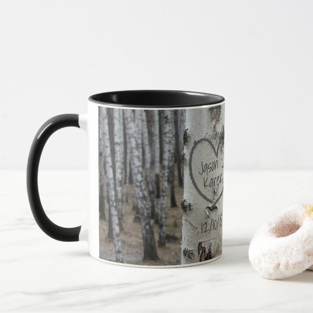 Mug Personalized Country Rustic Carved Heart (Avec donut)