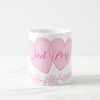 Mug Personalized Couple Hearts Romantic Floral Name 