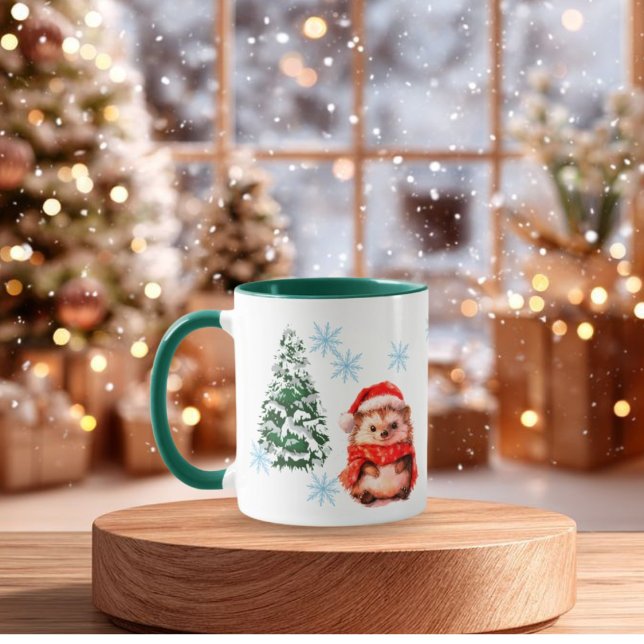Mug  Personalized Cute Christmas Hedgehog Coff Custom  (Créateur téléchargé)
