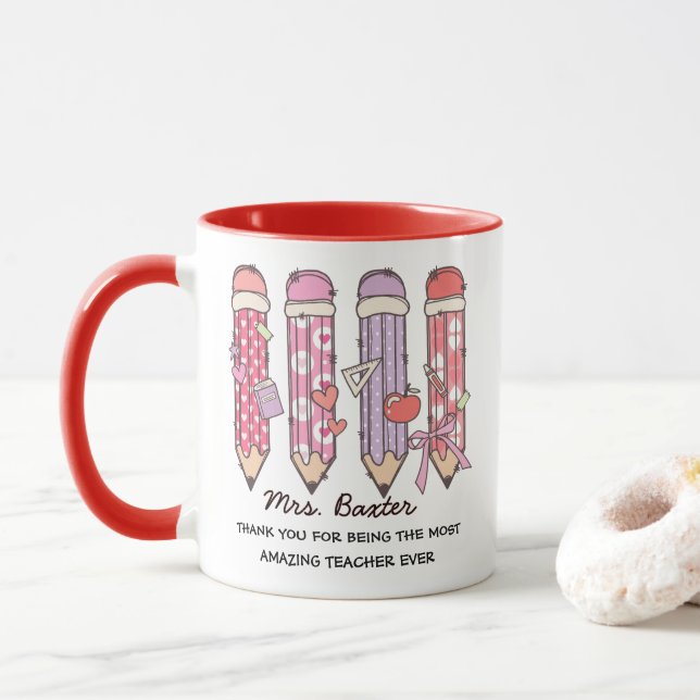 Mug Personalized Cute Teacher Appreciation Gift (Avec donut)