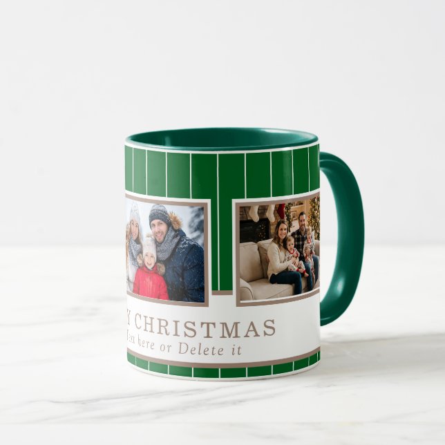 Mug Personalized Family 3 Photo Collage Christmas  (Devant droit)