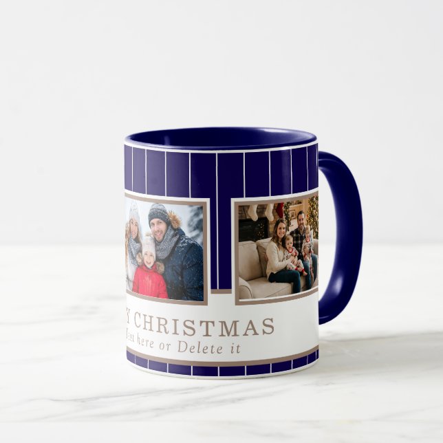Mug Personalized Family 3 Photo Collage Christmas  (Devant droit)