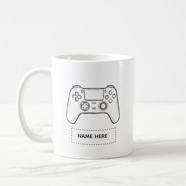 Mug Personalized Gamer Controller Minimalist Sketch  (Gauche)