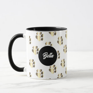 Mug Personalized gold paws pattern pet lovers