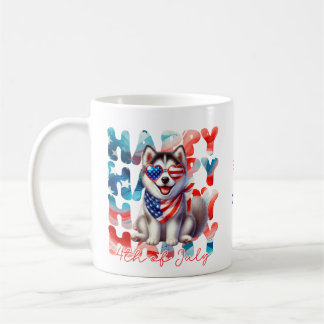 Mug Personalized Happy 4th of July Husky Dog