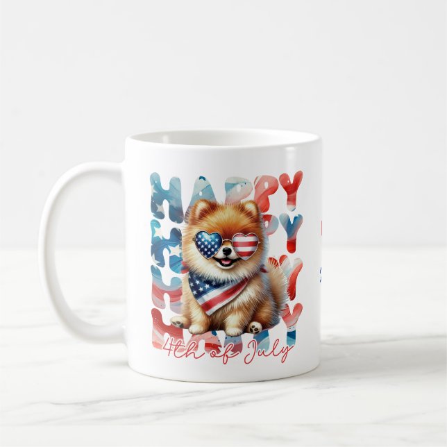 Mug Personalized Happy 4th of July Pomeranian  (Gauche)