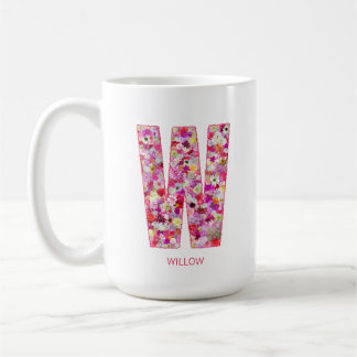 Mug Personalized Initial | Floral Letter W Monogram 