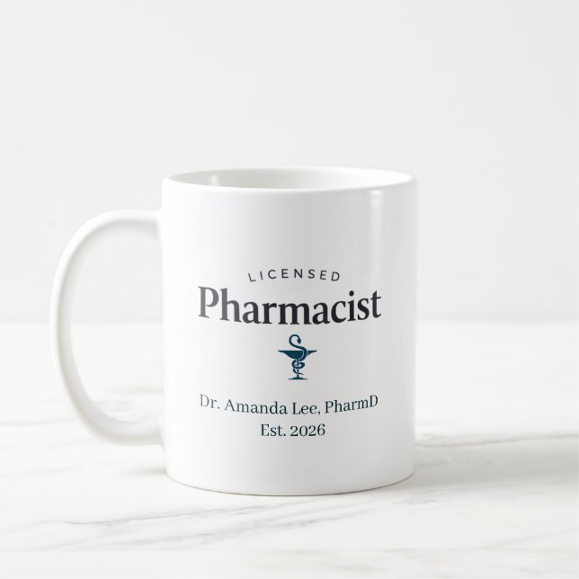 Mug Personalized Licensed Pharmacist (Gauche)