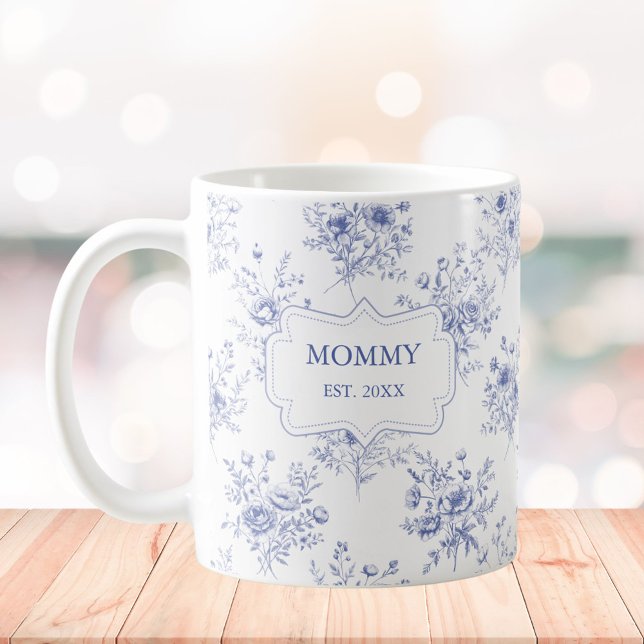 Mug Personalized Mothers Day Blue Flowers Floral (In situ)