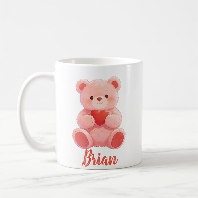 Mug Personalized Name Cute Teddy Bear  (Gauche)