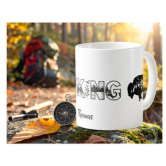 Mug Personalized Name Hiker Nature Buffalo B&W