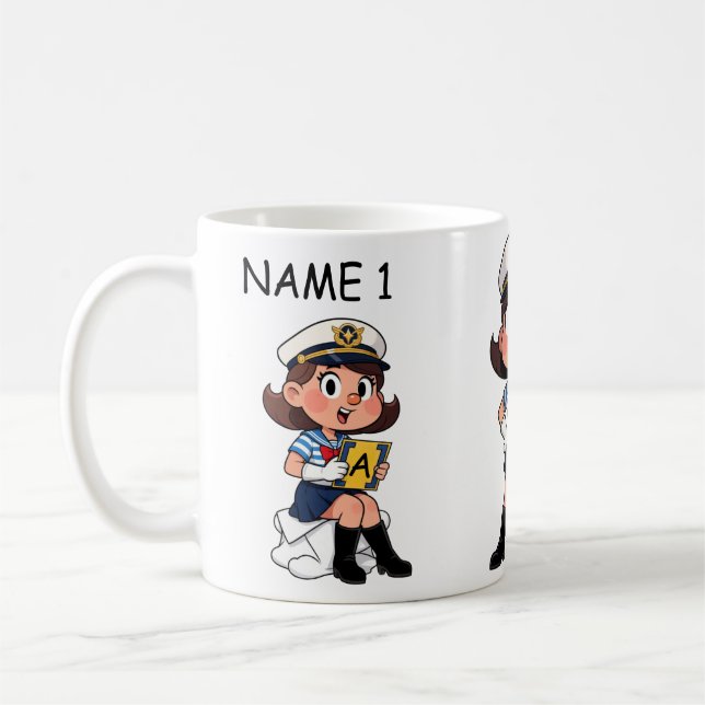 Mug Personalized  Name Sailor Cartoon Character  (Gauche)