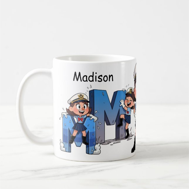 Mug Personalized  Name Sailor Cartoon Character * M * (Gauche)