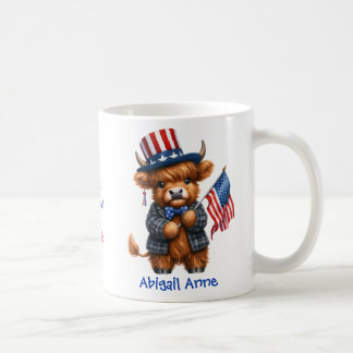 Mug Personalized Patriotic Baby Highland Cow