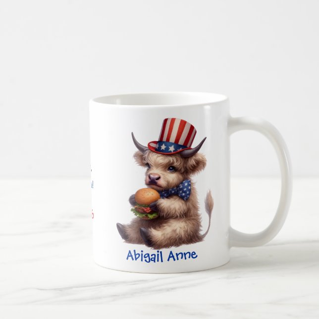 Mug Personalized Patriotic Baby Highland Cow Coffee (Droite)
