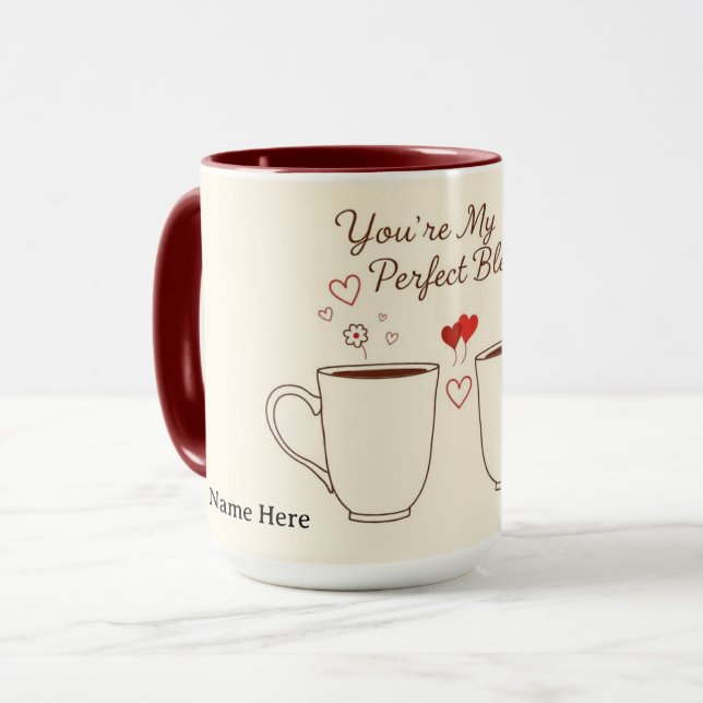 Mug Personalized Perfect Blend Heart Couple (Devant gauche)